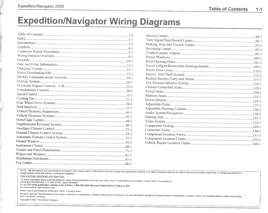2009 Ford Expedition, Lincoln Navigator Factory Electrical Wiring Diagrams Manual