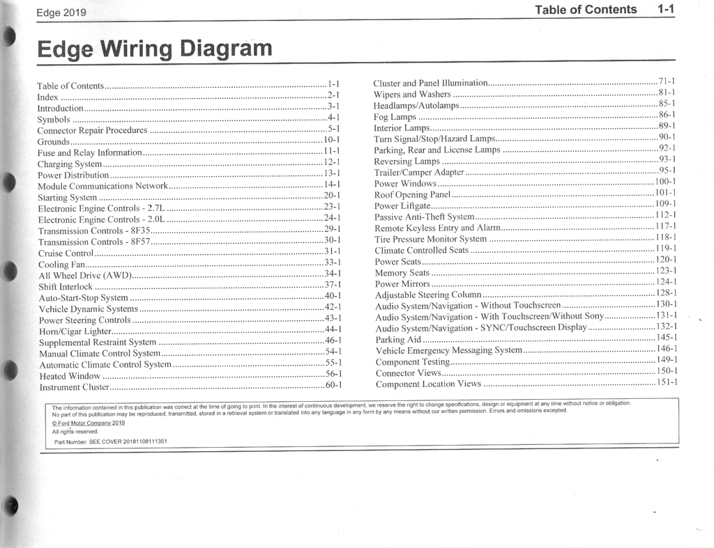 2019 Ford Edge Factory Electrical Wiring Diagrams Manual