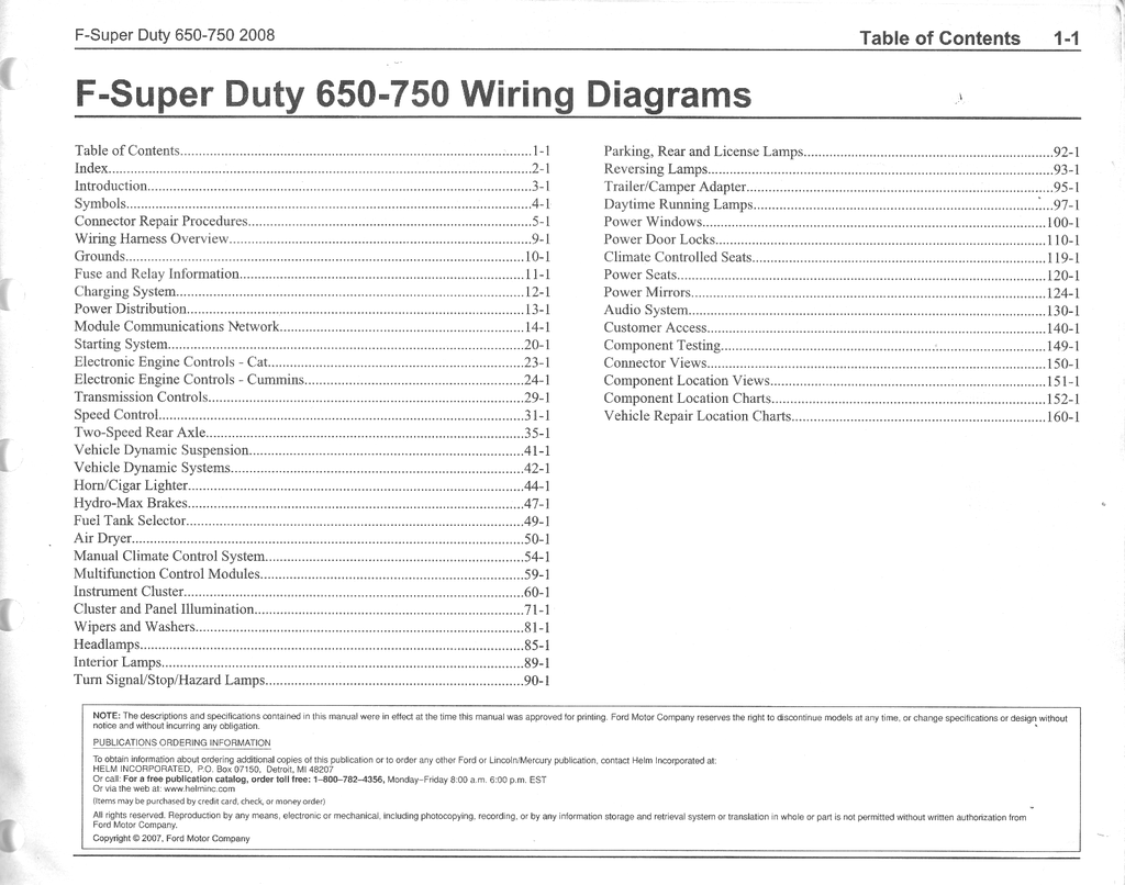2008 Ford F-650, F-750 Super Duty Truck Factory Electrical Wiring Diagrams Manual