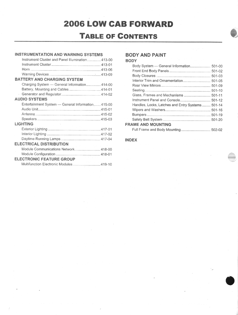 2006 Ford Low Cab Forward Super Factory Workshop Service Manual