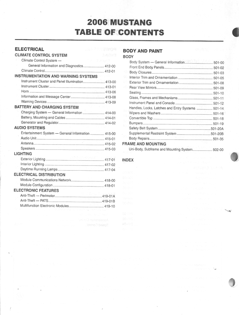 2006 Ford Mustang Factory Workshop Service Manual
