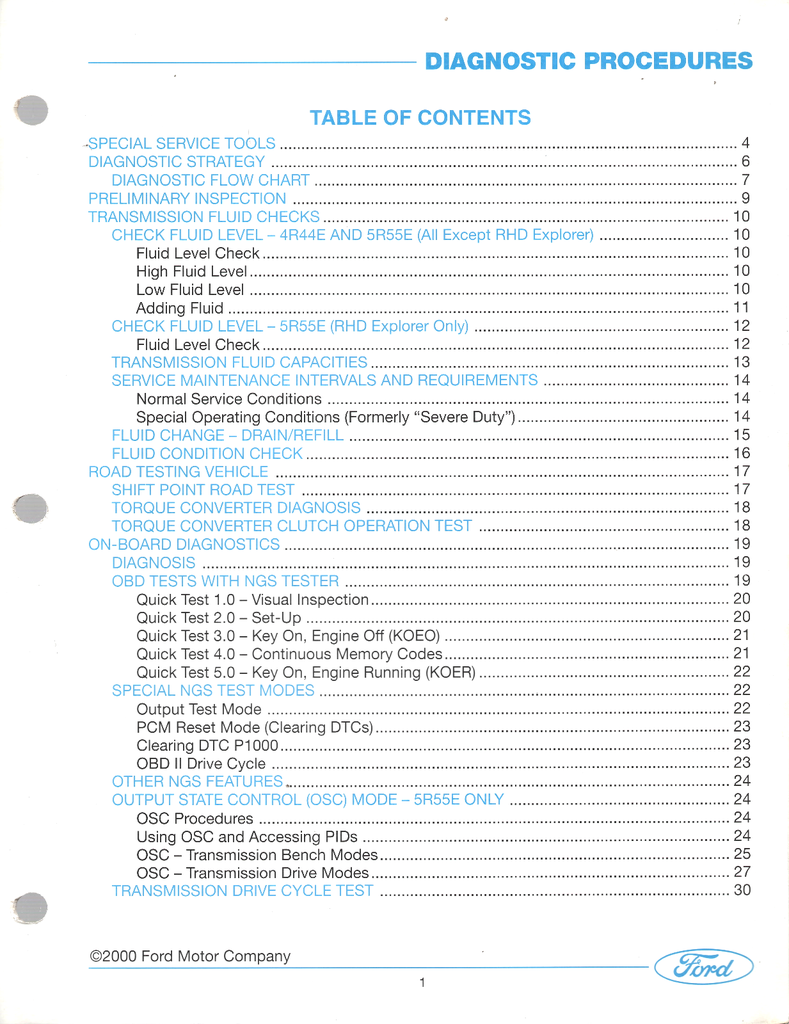 1995-2001 Ford 4R44E, 4R55E, 5R44E, 5R55E Automatic Transmission Factory Reference Manual PTB-905