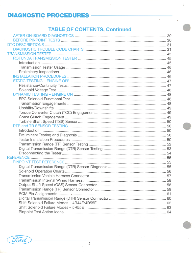 1995-2001 Ford 4R44E, 4R55E, 5R44E, 5R55E Automatic Transmission Factory Reference Manual PTB-905