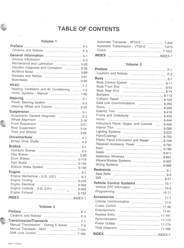 2004 Saturn ION Factory Shop Repair Service Manual Set