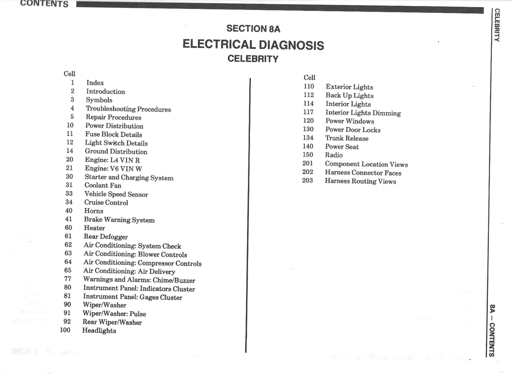 1987 Chevrolet Celebrity Factory Electrical Diagnosis Service Manual Supplement