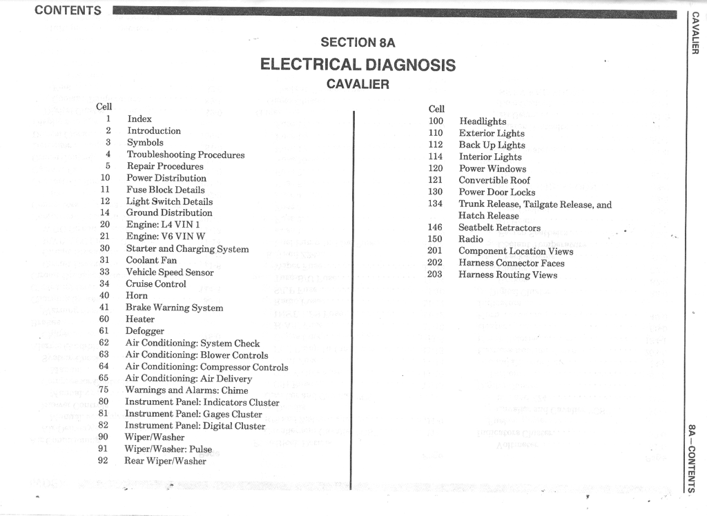 1987 Chevrolet Cavalier Factory Electrical Diagnosis Service Manual Supplement