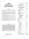 1986 Chevrolet Spectrum Factory OEM Shop Service Repair Manual
