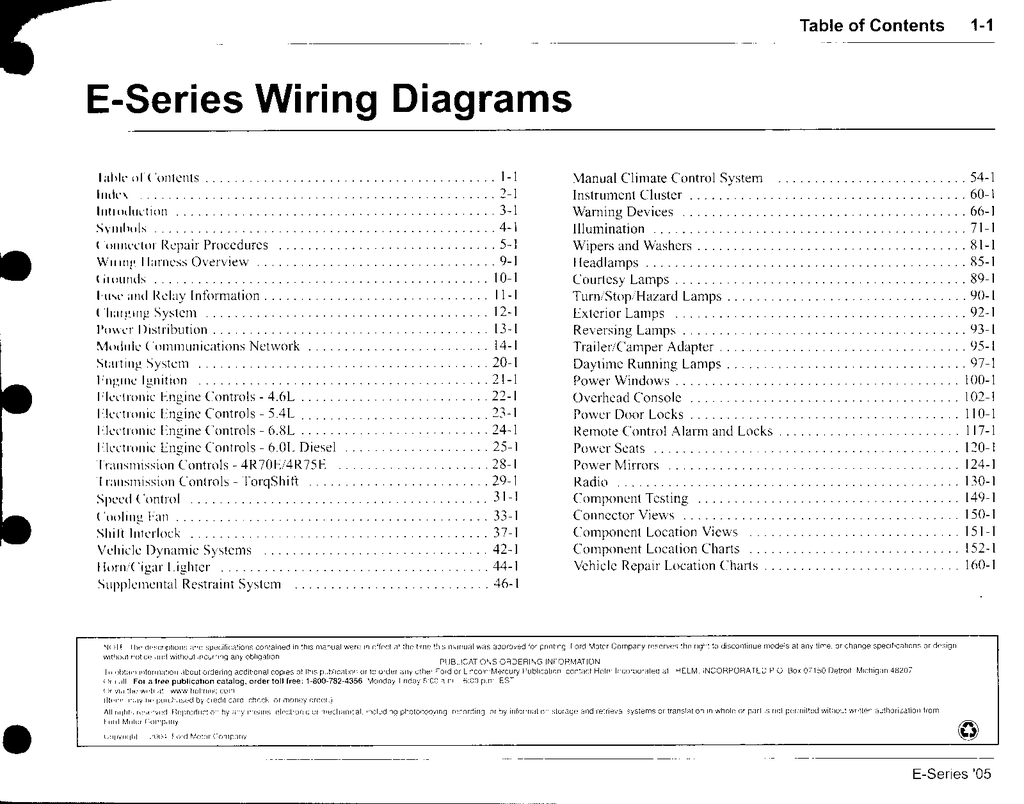 2005 Ford E-Series Econoline & Club Wagon Factory Electrical Wiring Diagrams Manual