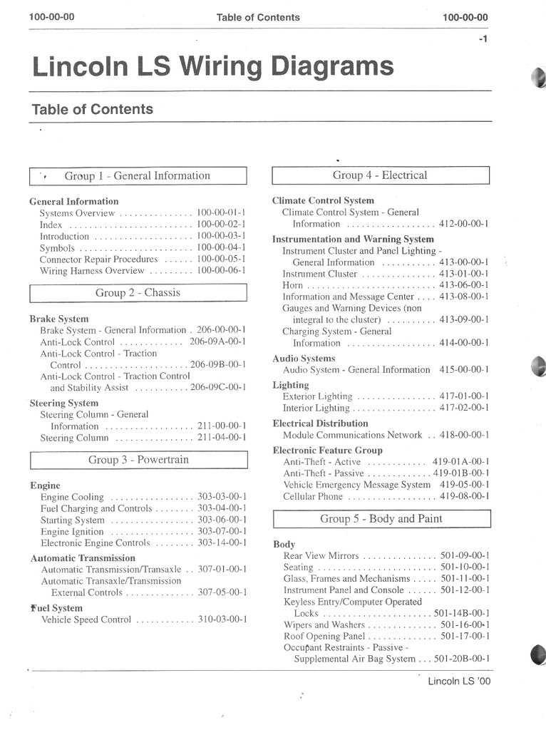 2000 Ford Lincoln LS Factory Electrical Wiring Diagrams Manual