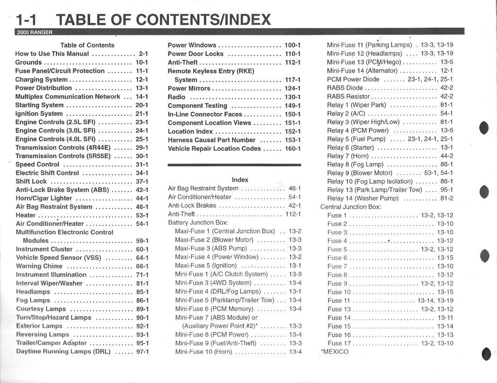 2000 Ford Ranger Factory Electrical Wiring Diagrams Manual