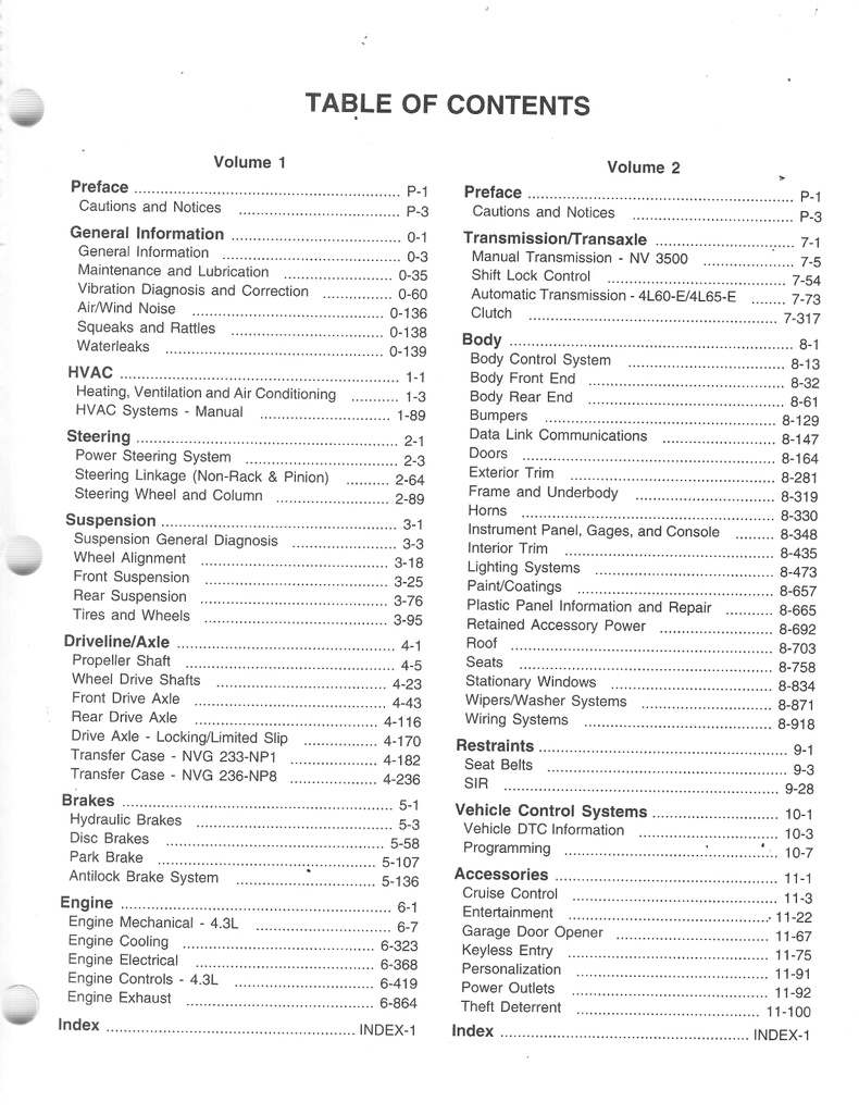 2004 Chevrolet/GMC Blazer/Jimmy, S-10 Pickup/Sonoma Factory Shop Repair Service Manual 2 Vol. Set