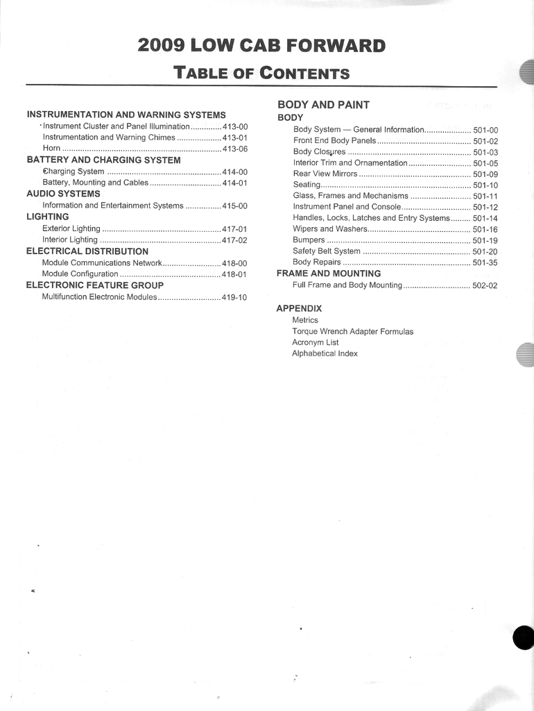 2009 Ford Low Cab Forward Factory Workshop Service Manual