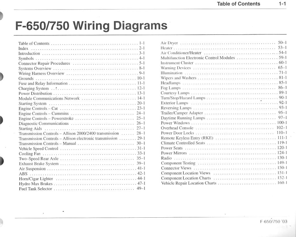 2003 Ford F-650, F-750 Medium Truck Factory Electrical Wiring Diagrams Manual