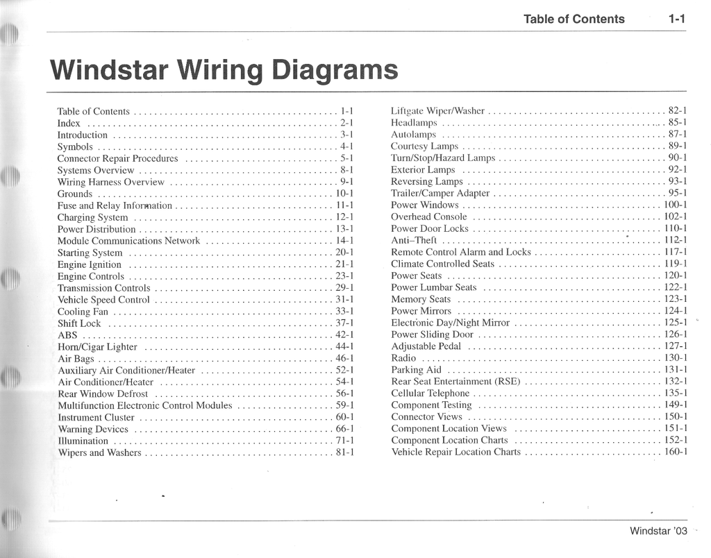 2003 Ford Windstar Factory Electrical Wiring Diagrams Manual