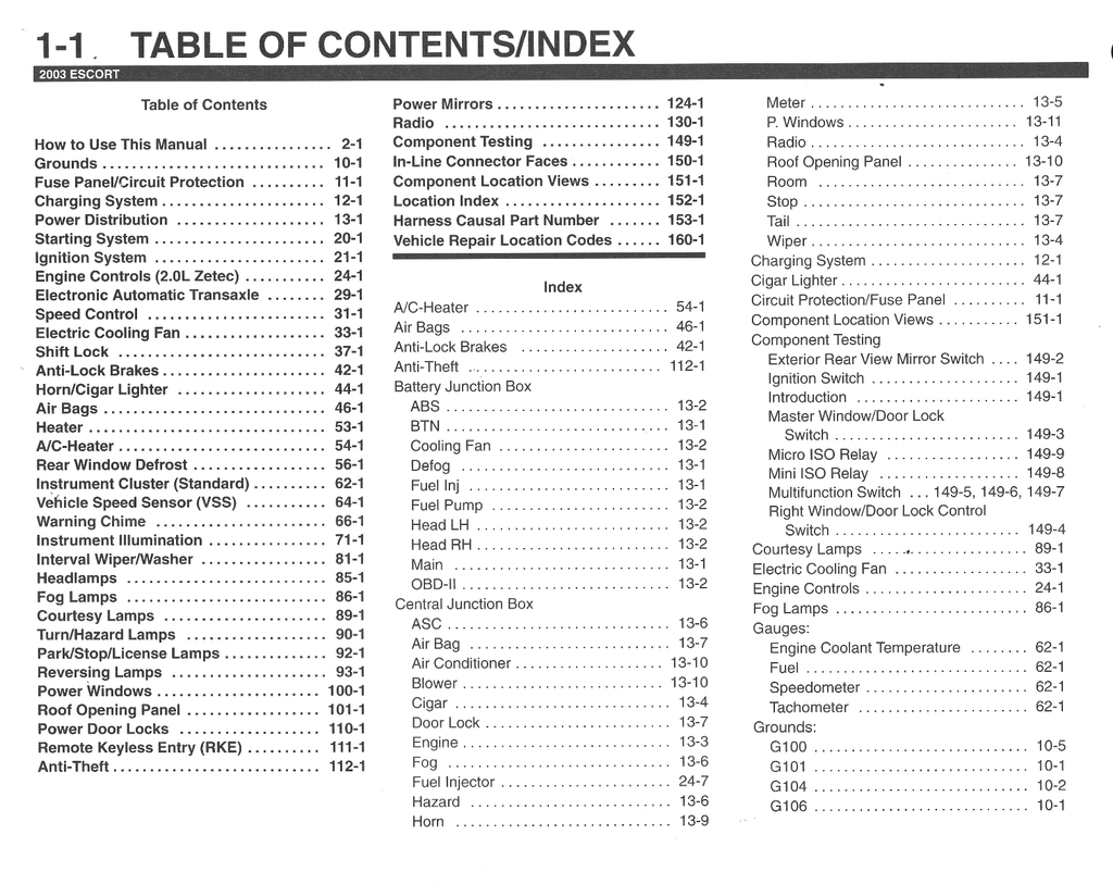 2003 Ford Escort Factory Electrical Wiring Diagrams Manual