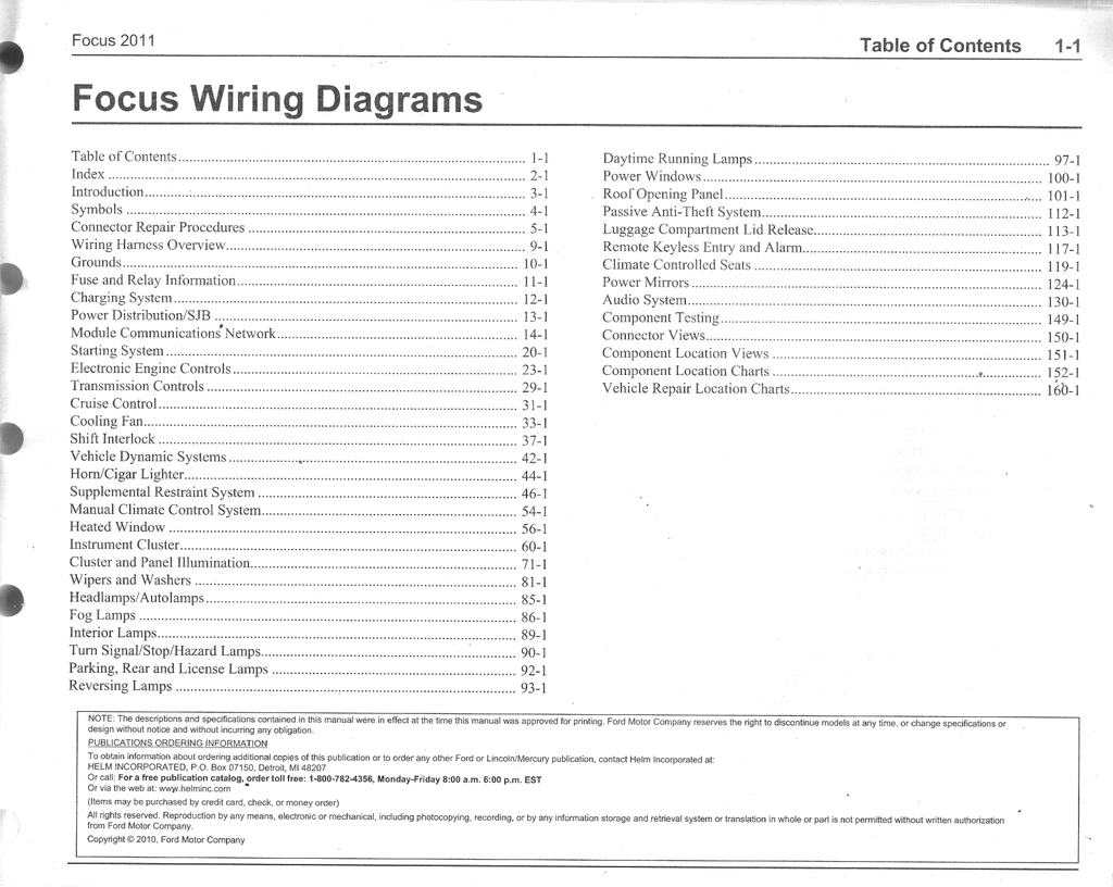 2011 Ford Focus Factory Electrical Wiring Diagrams Manual