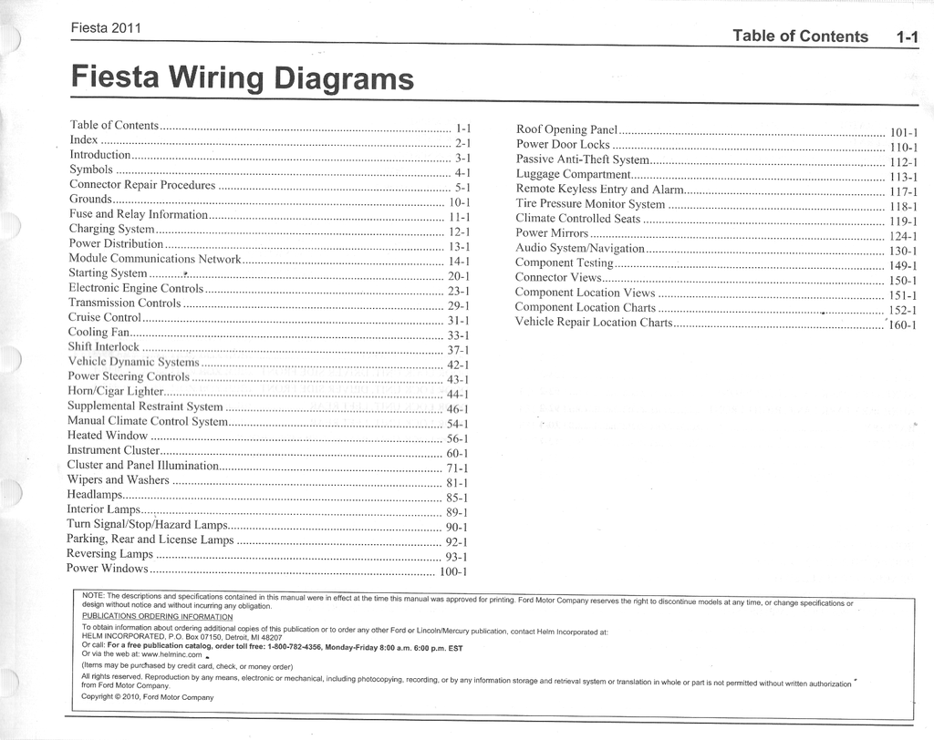 2011 Ford Fiesta Factory Electrical Wiring Diagrams Manual