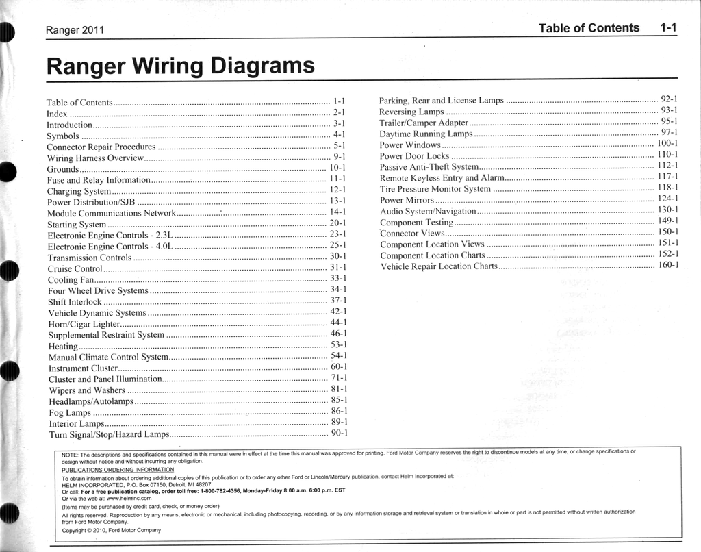 2011 Ford Ranger Factory Electrical Wiring Diagrams Manual