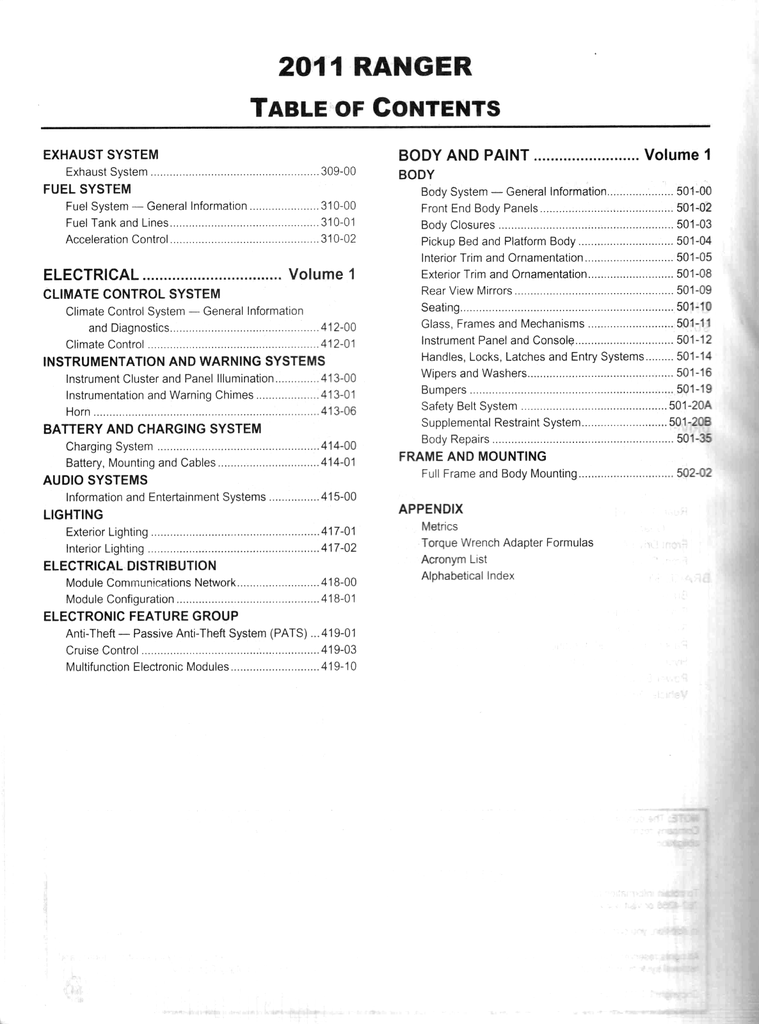 2011 Ford Ranger Factory Workshop Service Manual Set