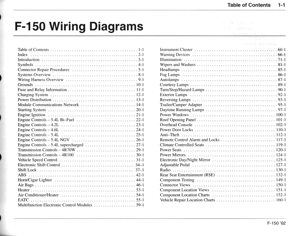 2002 Ford F-150 Pickup Factory Electrical Wiring Diagrams Manual