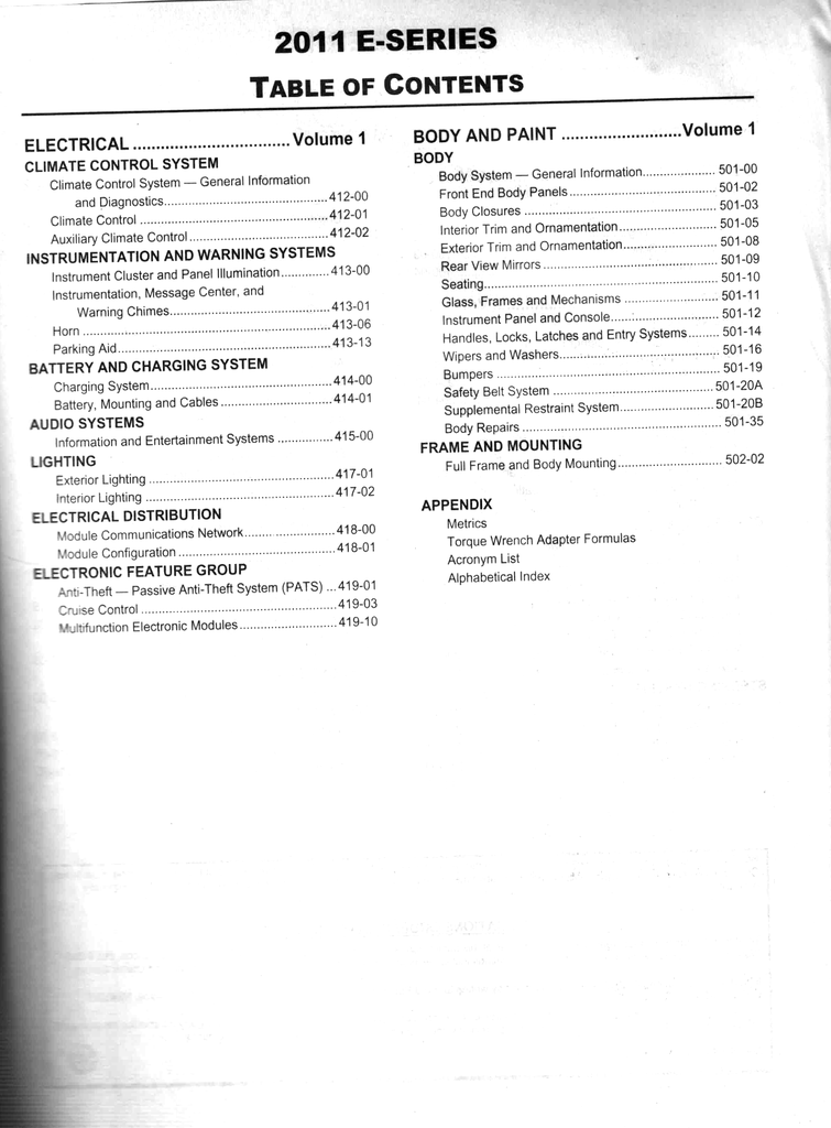 2011 Ford E-Series Van Factory Workshop Service Manual Set