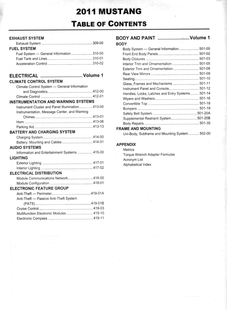 2011 Ford Mustang Factory Workshop Service Manual Set