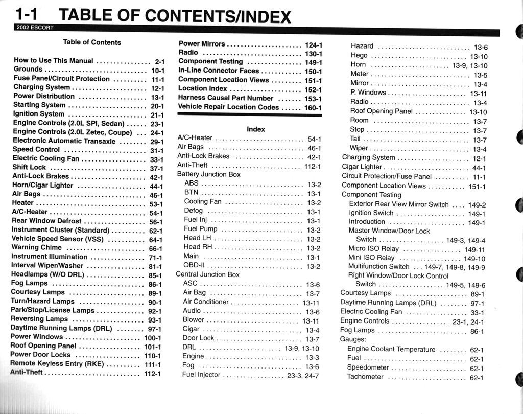 2002 Ford Escort Factory Electrical Wiring Diagrams Manual