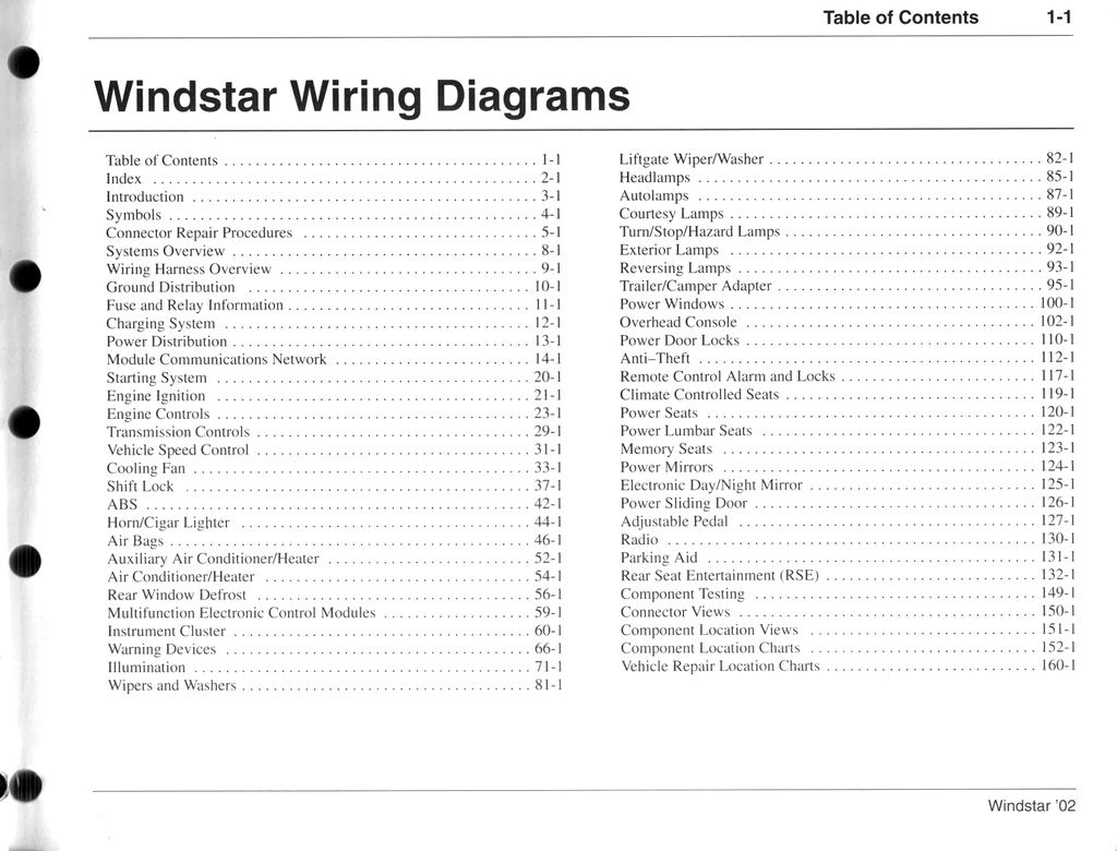 2002 Ford Windstar Factory Electrical Wiring Diagrams Manual