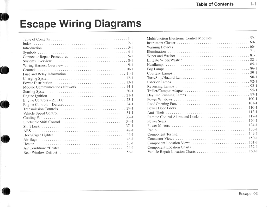 2002 Ford Escape Factory Electrical Wiring Diagrams Manual