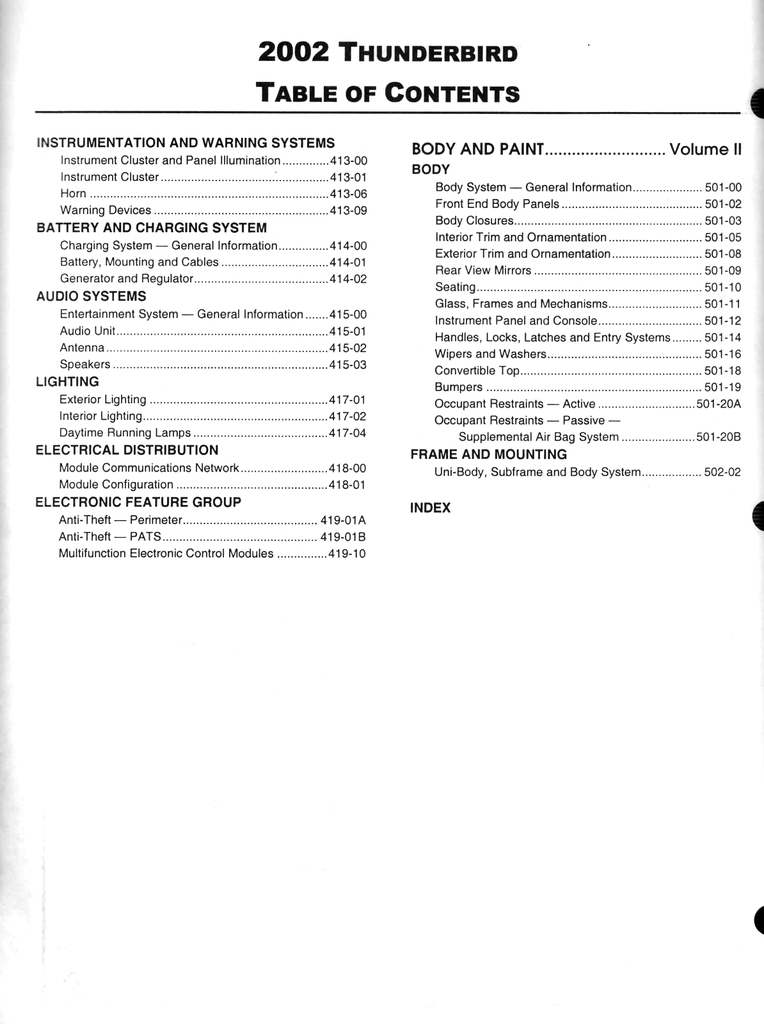 2002 Ford Thunderbird (T-Bird) Factory Workshop Service Manual Set