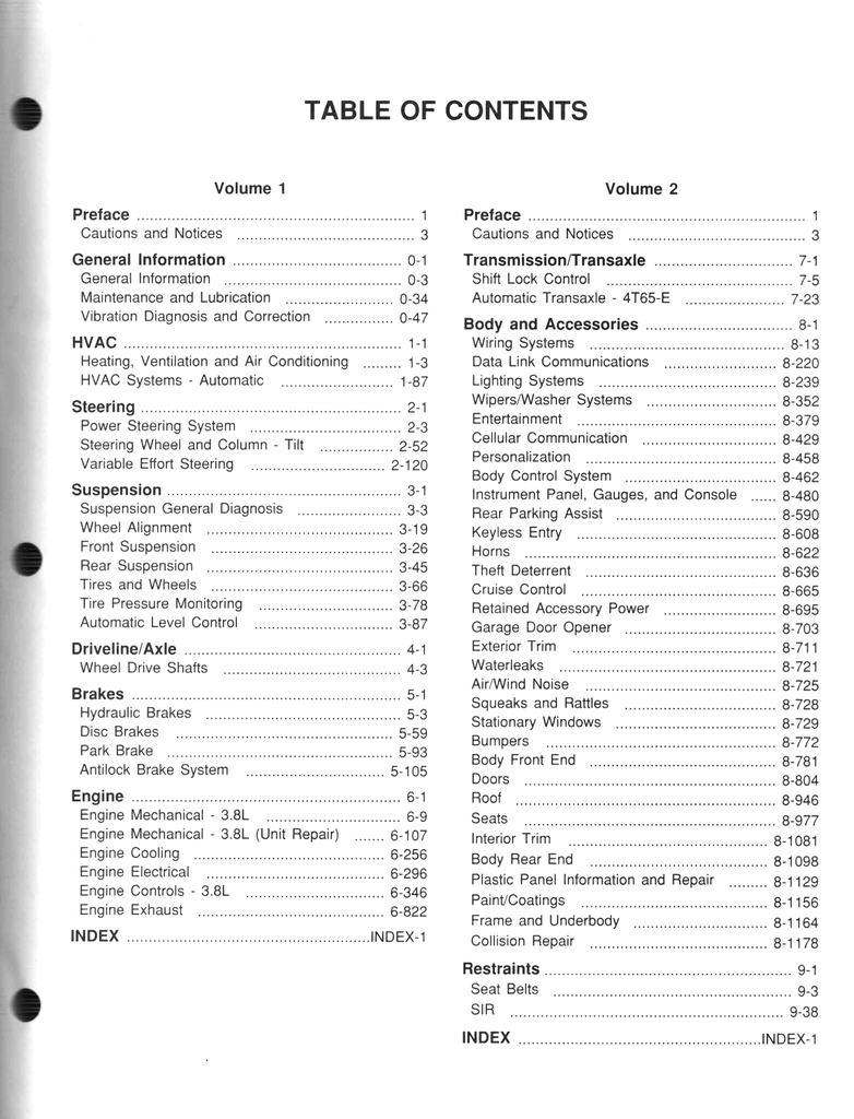 2001 Buick Park Avenue Factory Shop Repair Service Manual 2 Vol. Set