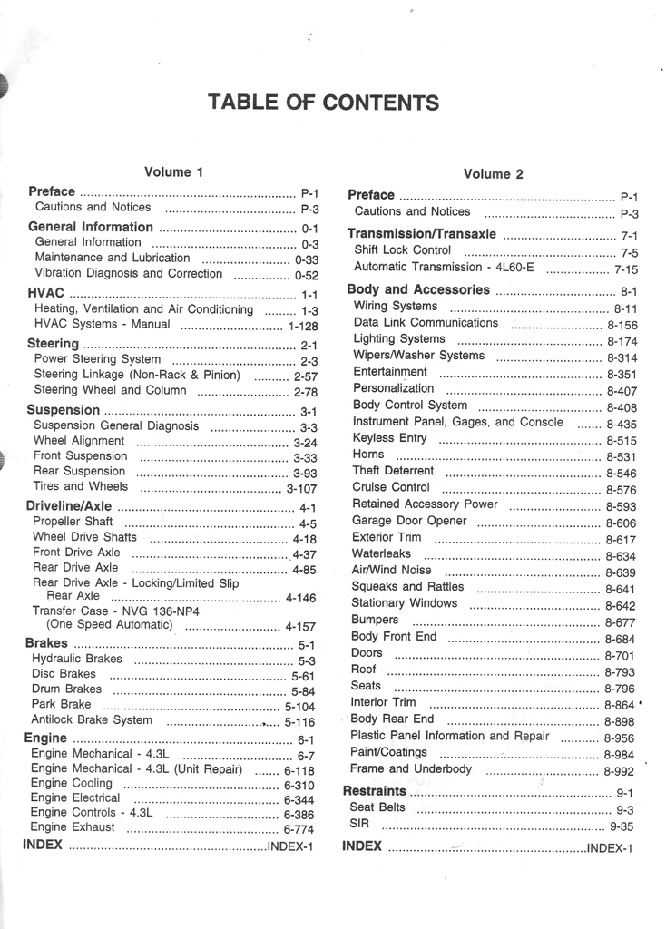 2002 Chevrolet Astro, GMC Safari Factory Shop Repair Service Manual 2 Vol. Set