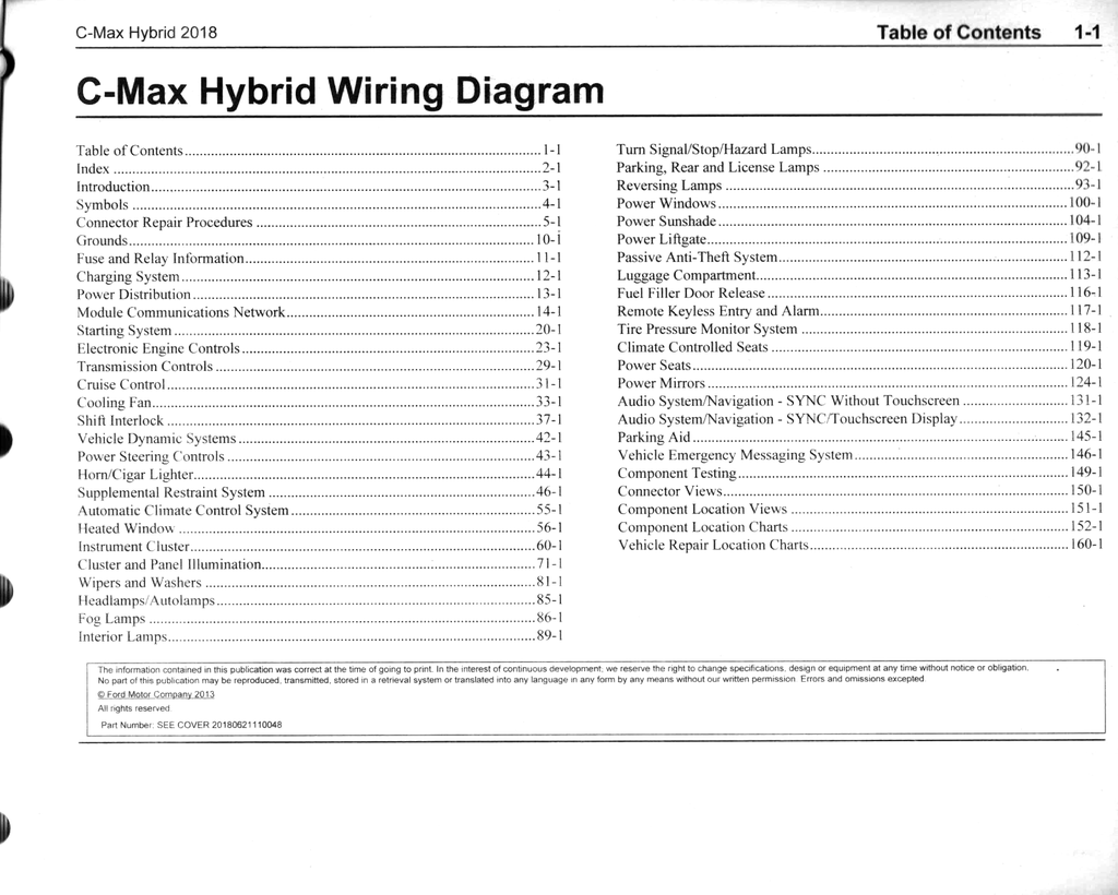 2018 Ford C-Max Hybrid Factory Electrical Wiring Diagrams Manual