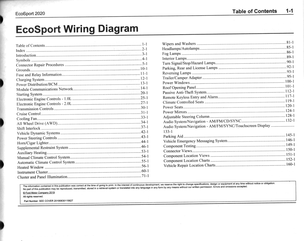 2020 Ford EcoSport Factory Electrical Wiring Diagrams Manual