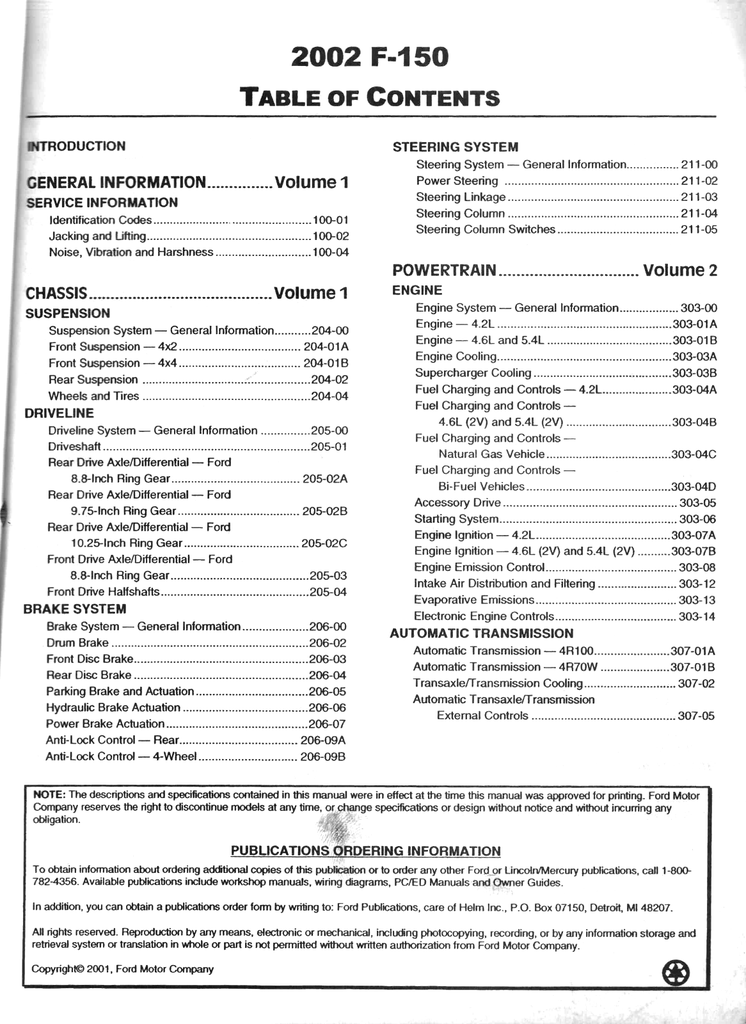 2002 Ford F-150 Factory Workshop Service Manual Set