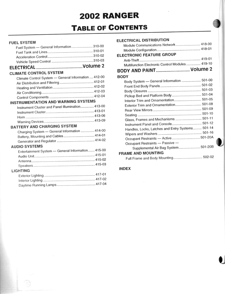 2002 Ford Ranger Factory Workshop Service Manual Set