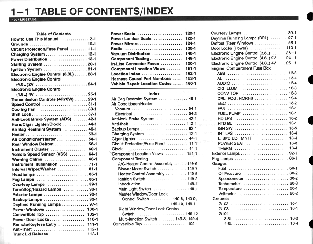 1997 Ford Mustang Factory Electrical & Vacuum Troubleshooting Wiring Diagrams Manual EVTM