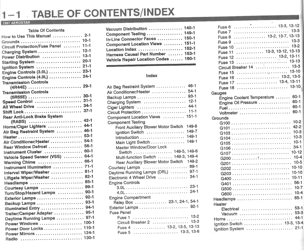 1997 Ford Aerostar Factory Electrical Vacuum & Troubleshooting Wiring Diagrams Manual EVTM