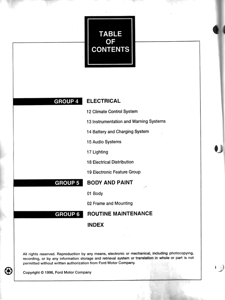 1997 Ford Escort, Mercury Tracer Factory Workshop Repair Service Manual