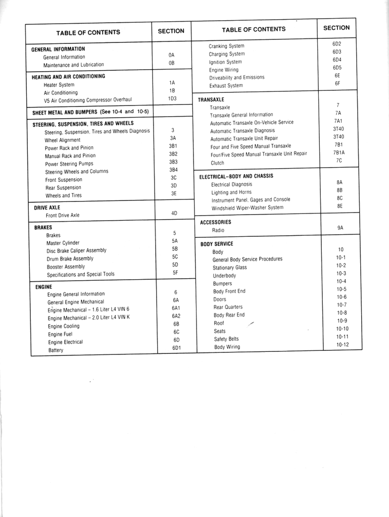 1991 Pontiac LeMans Factory Shop Repair Service Manual