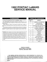 1992 Pontiac LeMans Factory Shop Repair Service Manual