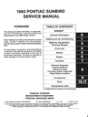 1993 Pontiac Sunbird Factory Shop Repair Service Manual