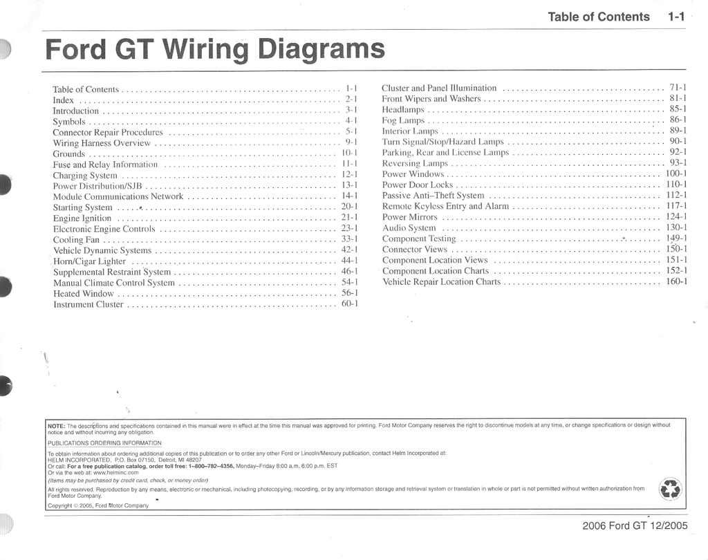 2006 Ford GT Electrical Wiring Diagrams Shop Service Repair Manual