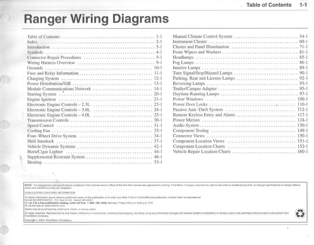 2006 Ford Ranger Pickup Factory Electrical Wiring Diagrams Manual