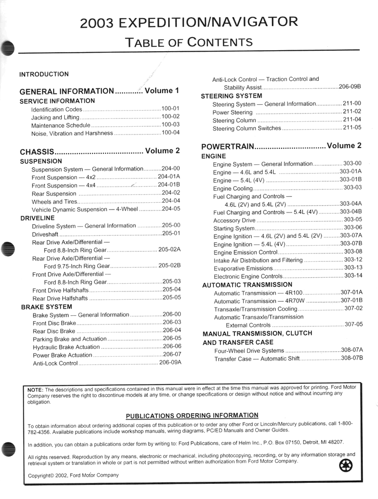 2003 Ford Expedition, Lincoln Navigator Factory Workshop Service Manual Set
