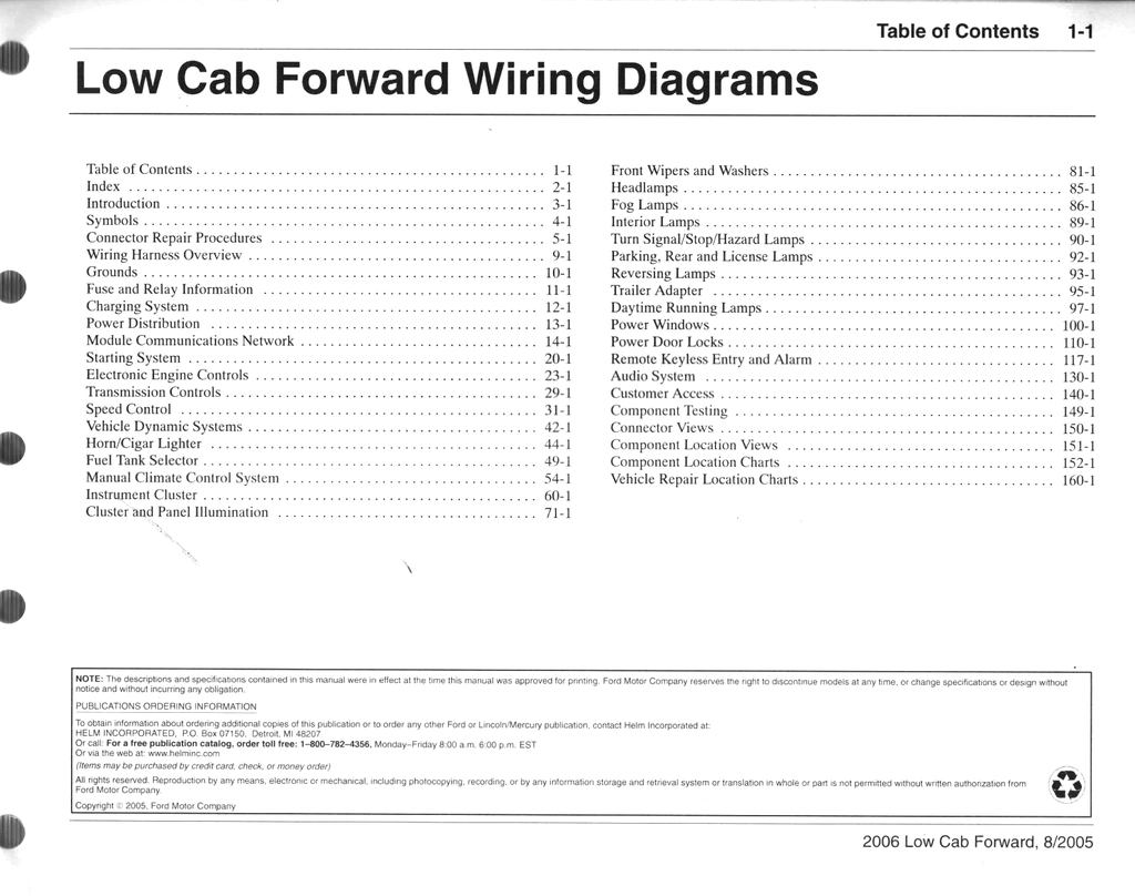 2006 Ford Low Cab Forward (LCF) Factory Electrical Wiring Diagrams Manual