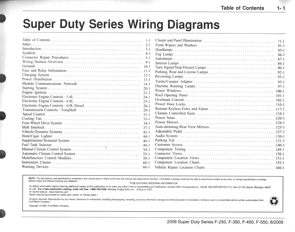 2006 Ford F-250, F-350, F-450, F-550 Super Duty Factory Electrical Wiring Diagrams Manual