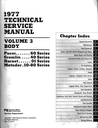 1977 AMC Shop Repair Maintenance Technical Service Manual, Volume 3 Only-- Pacer, Gremlin, Hornet, Matador