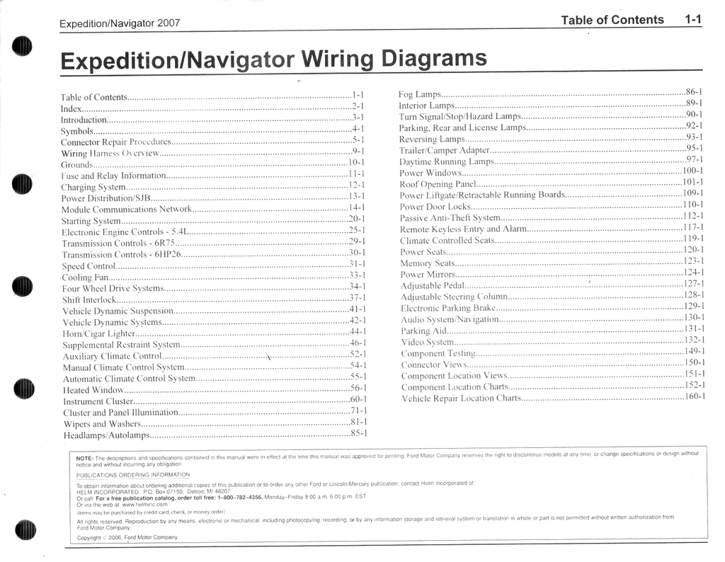 2007 Ford Expedition, Lincoln Navigator Factory Electrical Wiring Diagrams Manual