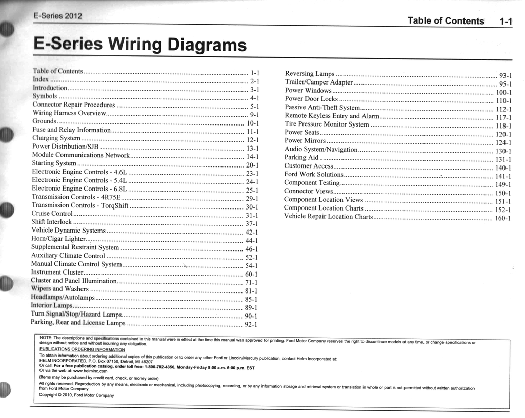 2012 Ford E-Series Factory Electrical Wiring Diagrams Manual